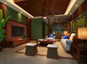 北麓国际城  98平方三居室 东南亚风格  客厅 装修效果图