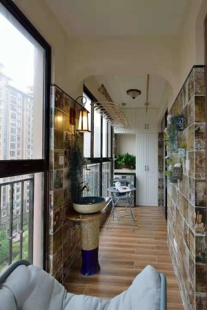渝高香洲  97平方三居室 美式风格 阳台 装修效果图