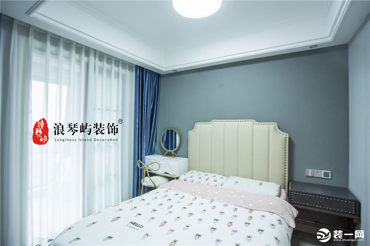 宁波浪琴屿装饰风格南岸120平美式风格装修设计图卧室