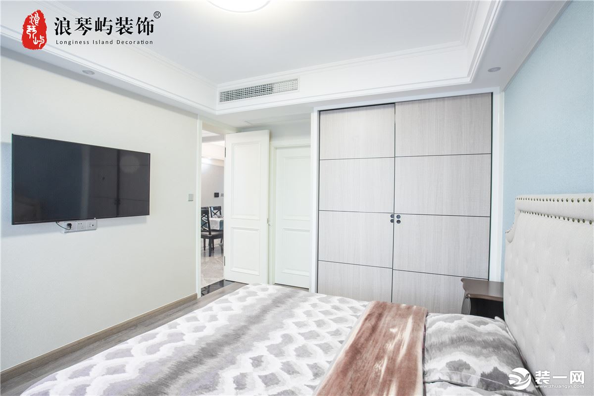 宁波浪琴屿装饰风格南岸120平美式风格装修设计图卧室