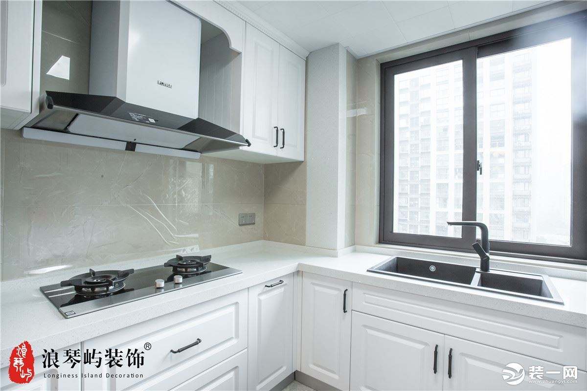 宁波浪琴屿装饰风格南岸120平美式风格装修设计图厨房