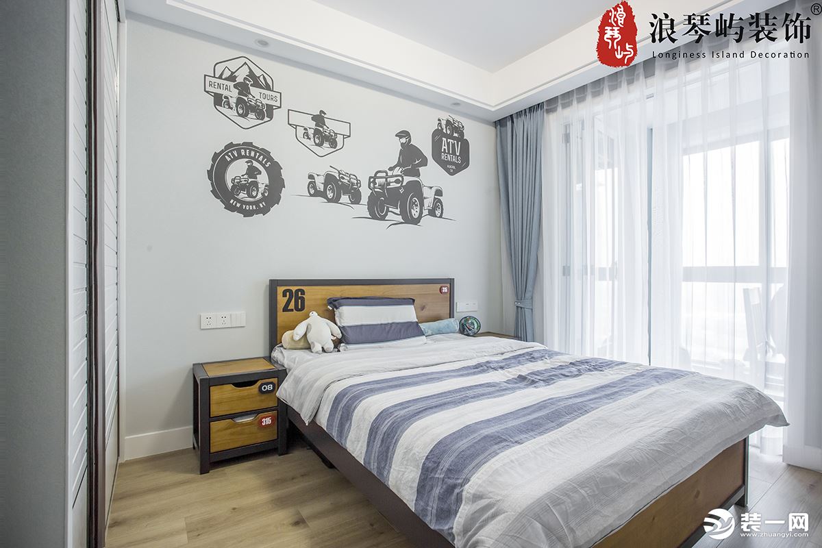 宁波浪琴屿装饰120平现代风格三居室装修案例图卧室