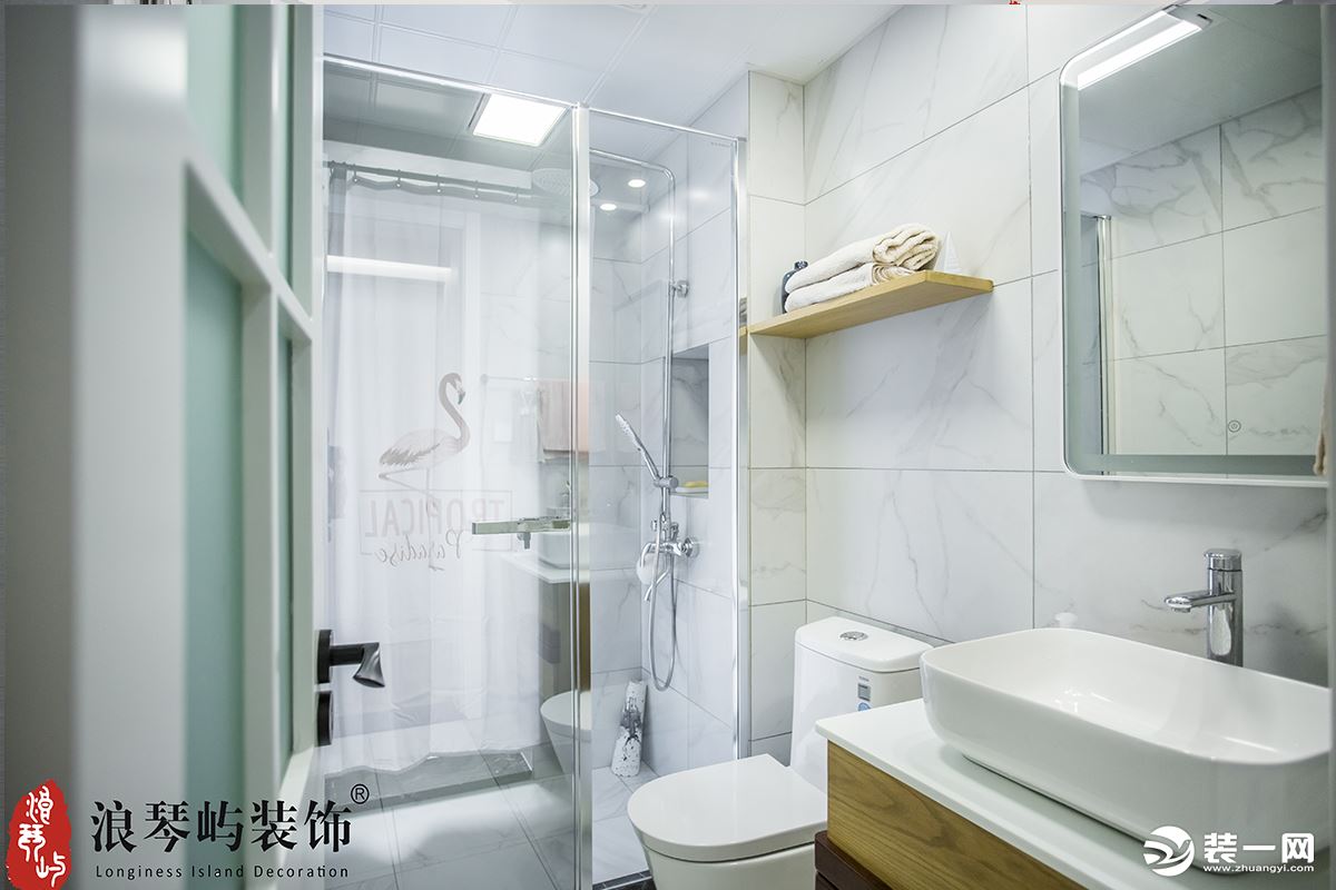宁波浪琴屿装饰120平现代风格三居室装修案例图卫浴间