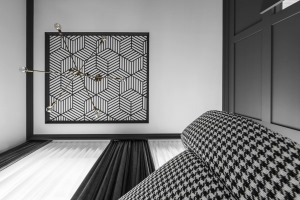 宁波浪琴屿装饰黑白色调北欧风140平三居室装修设计案例