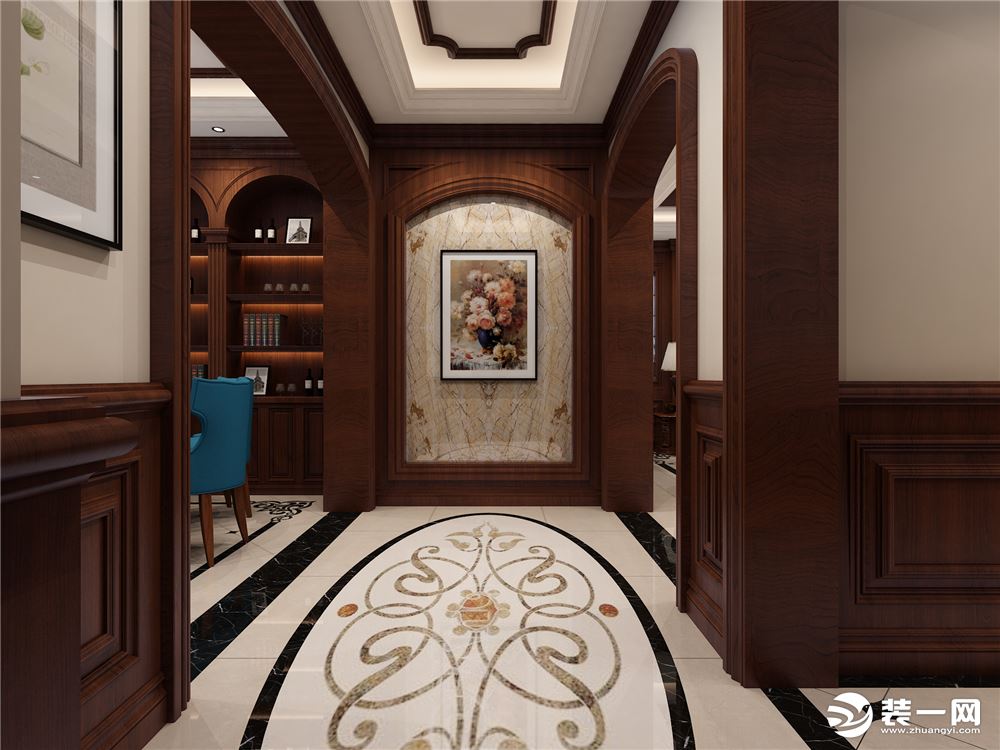 中式风格小户型走廊装修效果图