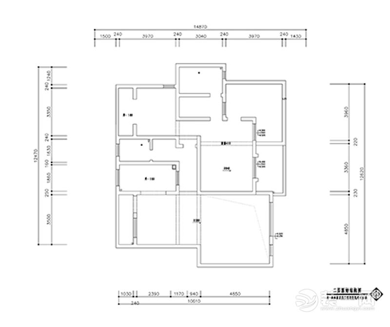 天下锦城260平米户型二楼原始结构图