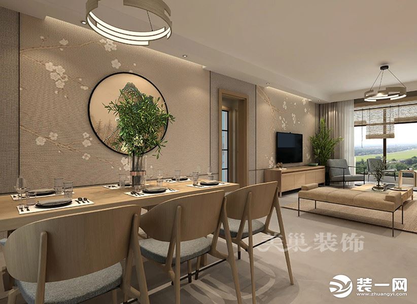 郑州翰林雅苑130平新中式风格三居设计效果图——餐厅