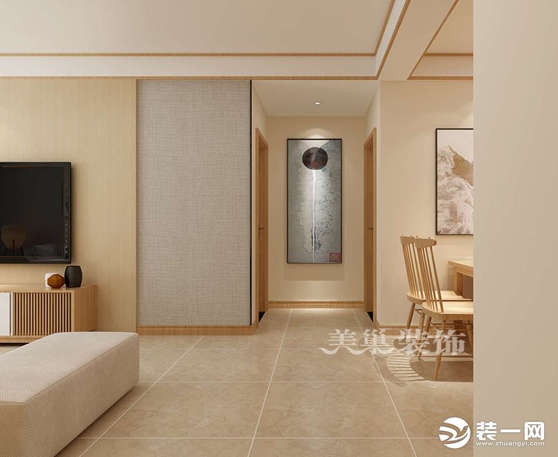 郑州建业花园里127平三室两厅简约日式风，朴素与自然的优雅——玄关端景