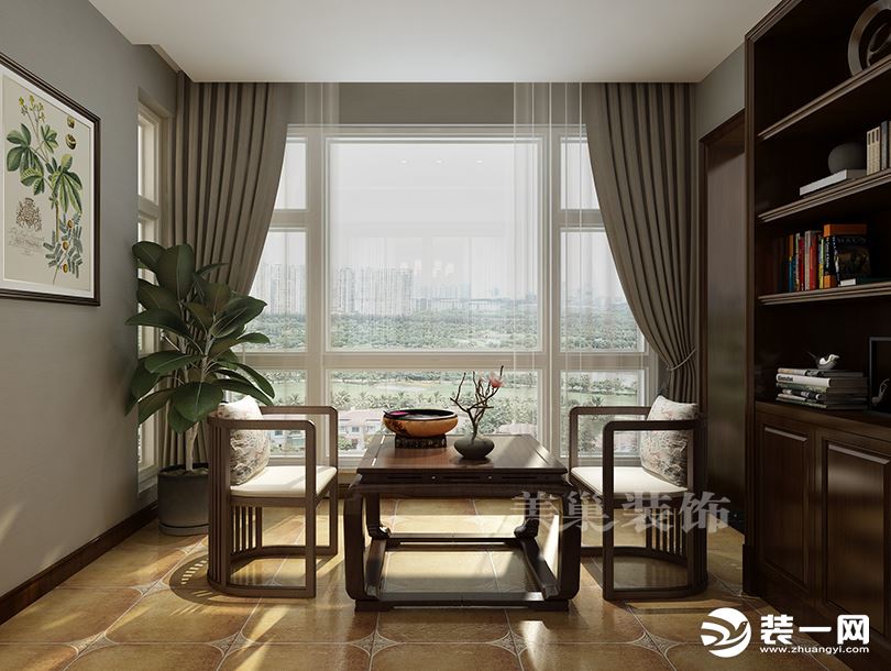 名门翠园美式轻奢风格装修样板间——大平层茶室设计方案