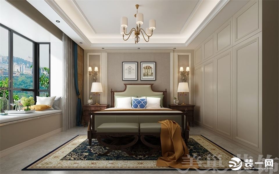 金领时代180平四室两厅装修效果图——卧室