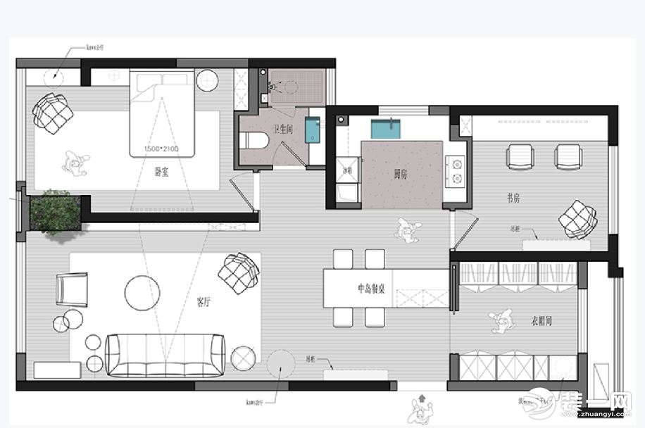 永威西郡120平米三室两厅现代简约  平面设计图