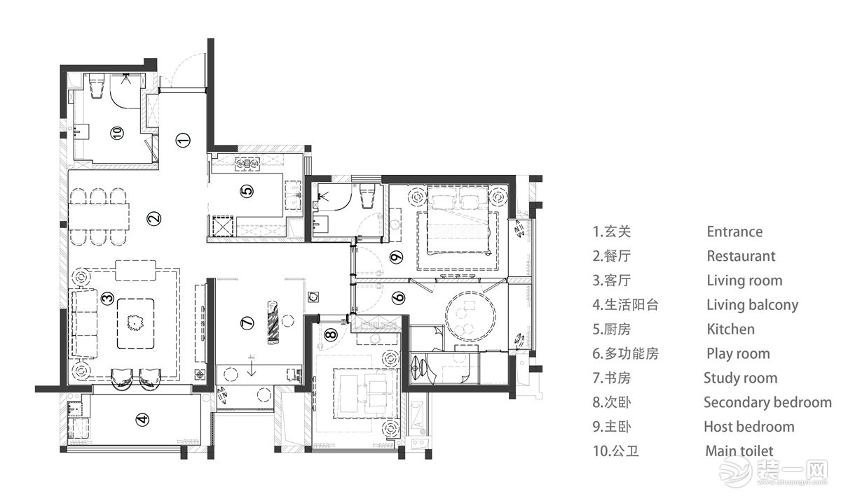 普羅旺世龍之夢(mèng)145平新中式風(fēng)格 戶型平面設(shè)計(jì)