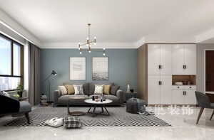 郑州铭轩国际现代三居户型135平现代三居户型设计——沙发背景墙