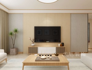 郑州建业花园里127平三室两厅简约日式风，朴素与自然的优雅——日式电视背景墙