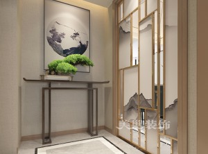 永威城2层洋房复式装修181平四室案例设计——门厅端景设计