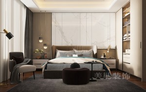 永威城小区四室欧式风格装修案例效果图——卧室衣柜设计
