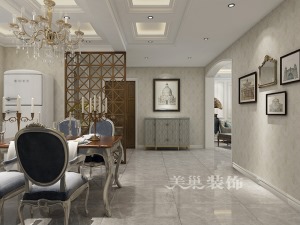 郑州双湖花园150平装修法式现代风格三室两厅设计方案——走道端景