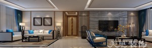 银基王朝220平米五室两厅新中式风格装修案例——客厅全景