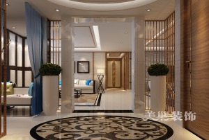 银基王朝220平方新中式风格五居室装修效果图——门厅玄关