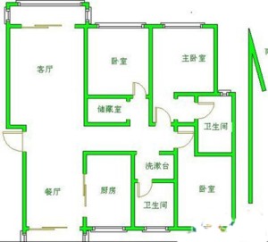 卢浮公馆140平南北户型三室两厅装修案例——平面布局方案