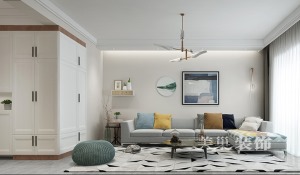 正商金域世家3室2厅装修北欧风格案例效果图——沙发背景墙