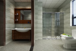 雅居乐小区138平装修现代中式风小四室——卫生间样板间
