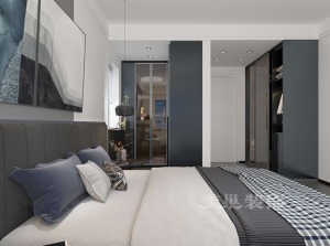 正商金域世家120平装修效果图北欧风格设计——卧室衣柜布局