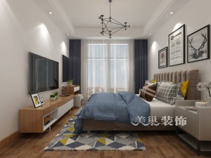 中豪汇景湾90平两室两厅装修现代简约效果图——卧室样板间