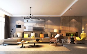 绿城怡商玉园4室2厅装修极简主义设计方案——大平层沙发布局