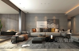 大平层设计之善水上境230平现代四居室户型案例——沙发背景墙