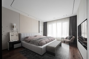 【重庆舍唯软装】复地金融岛200平米大平层意式现代卧室实景图