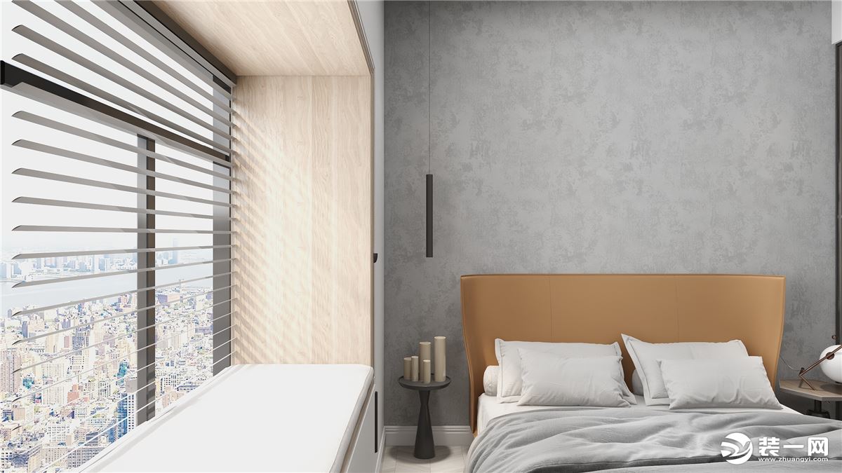 卧室的飘窗的设计不仅仅有利于采光，而且还增加空间感，休闲的同时也不缺乏优雅