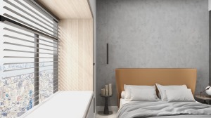 卧室的飘窗的设计不仅仅有利于采光，而且还增加空间感，休闲的同时也不缺乏优雅