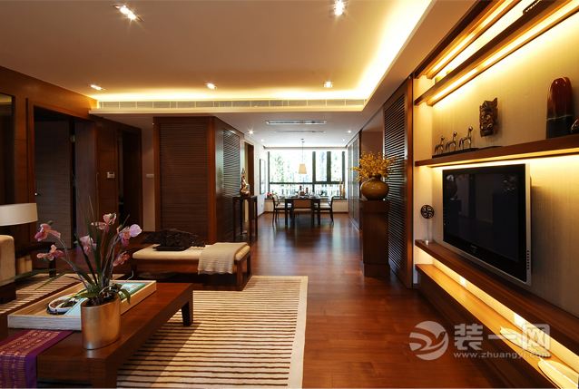 別墅中式風格客廳裝修設計效果圖別墅	中式		蘇州清風裝飾
