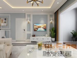 客厅，电视背景墙，简美风格，直线吊顶