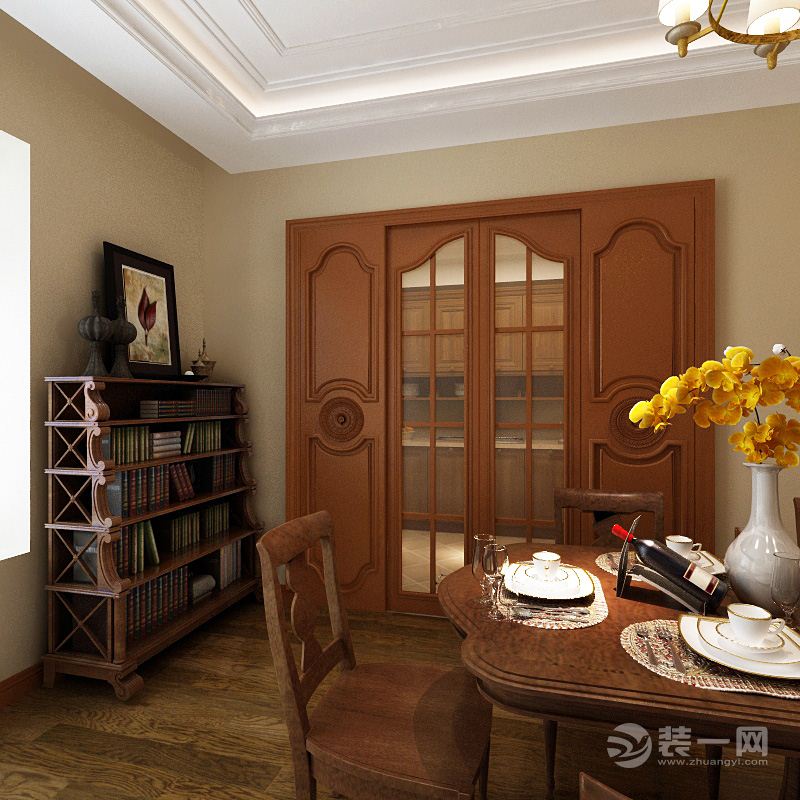 武汉白金壳子两居室90平美式风格装饰餐厅柜子