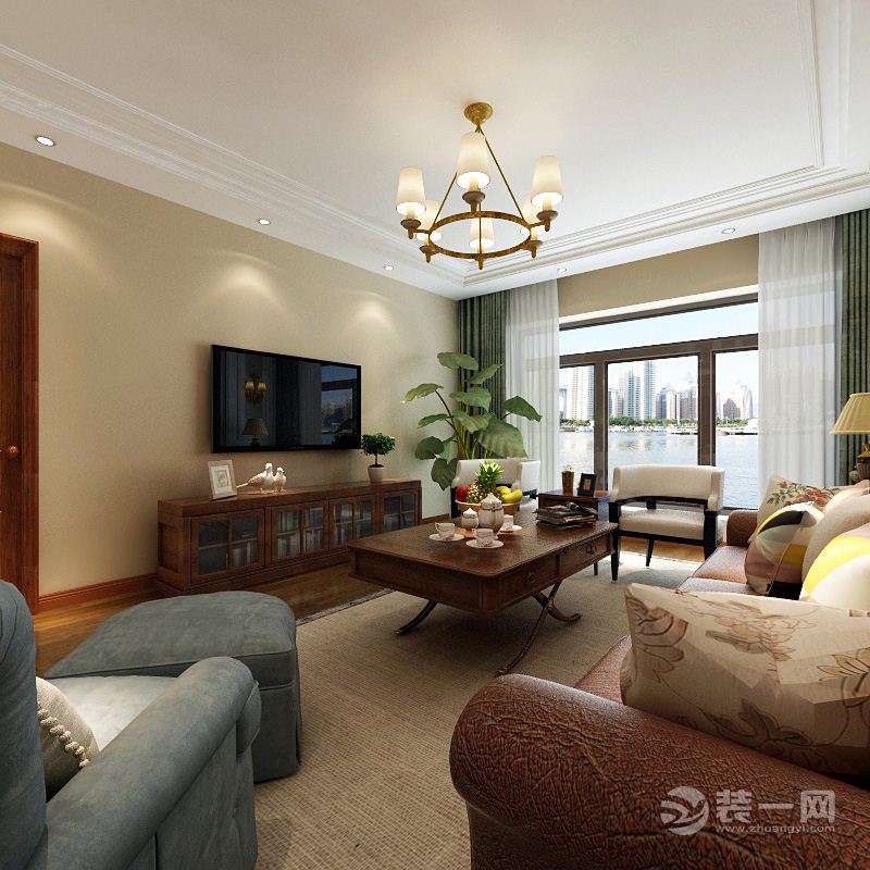 武汉白金壳子两居室90平美式风格装饰客厅沙发