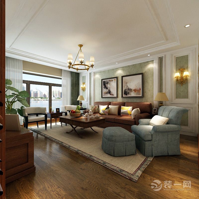 武汉白金壳子两居室90平美式风格装饰客厅沙发