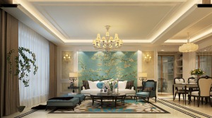 武汉F水星城两居室100平简欧风格客厅效果图