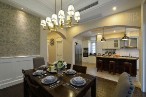 武汉远洋万和四季129平三居室美式风格餐厅餐桌