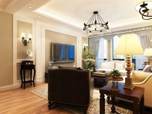 武汉汉水新城中法印象两居室86平美式风格客餐厅