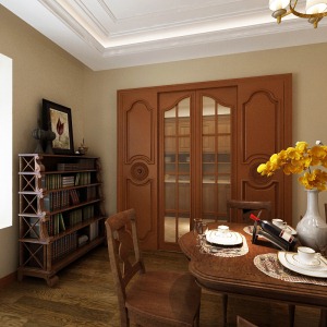 武汉白金壳子两居室90平美式风格装饰餐厅柜子