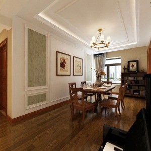 武汉白金壳子两居室90平美式风格装饰餐厅餐桌