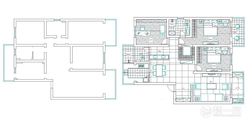 上海东川苑80平米两居室简约风格户型图
