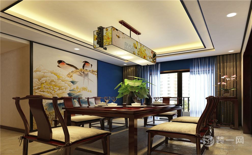 上海新世纪花苑90平米三居室中式风格餐厅