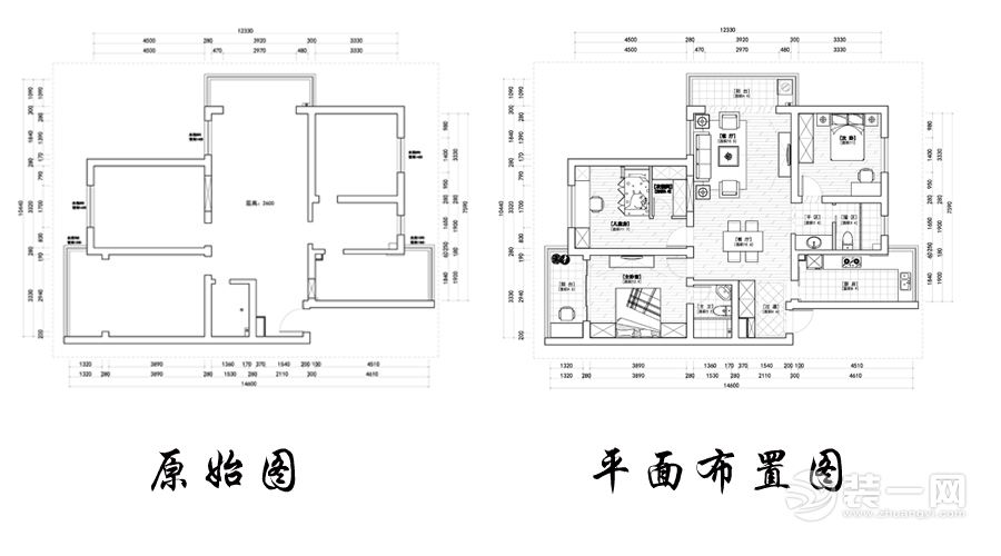 上海牡丹苑127平米三居室简约美式风格户型图