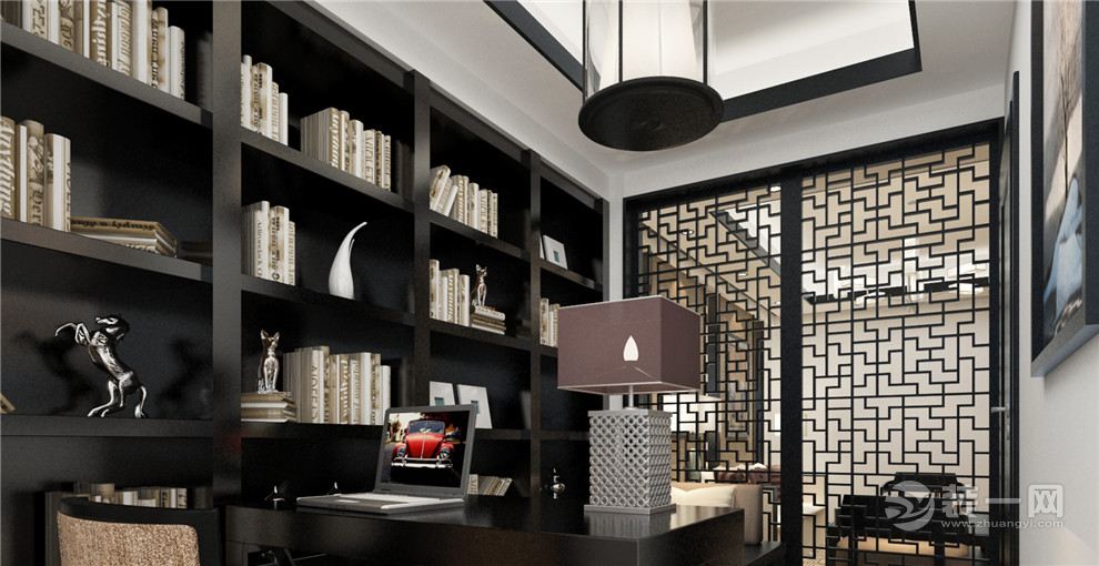 上海永和丽园104平米两居室新中式风格书房