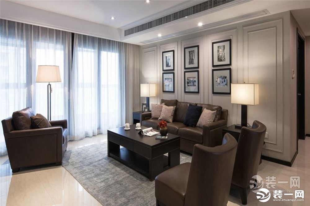 上海海上郡120平米两居室现代简约风格客厅