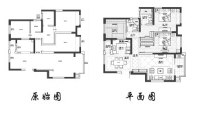 上海森兰名轩130平米三居室现代美式风格户型图