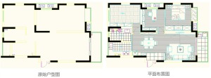 上海东渡青筑128平米三居室日式风格户型图
